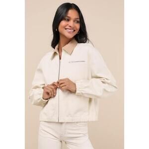 Lulus Haimi Cream Cotton Barn Jacket White - Size S